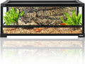 20 Gallon Tempered Glass Reptile Tank, 33" x 15" x 9" Reptile Terrarium with Sliding Door Top Screen Ventilation