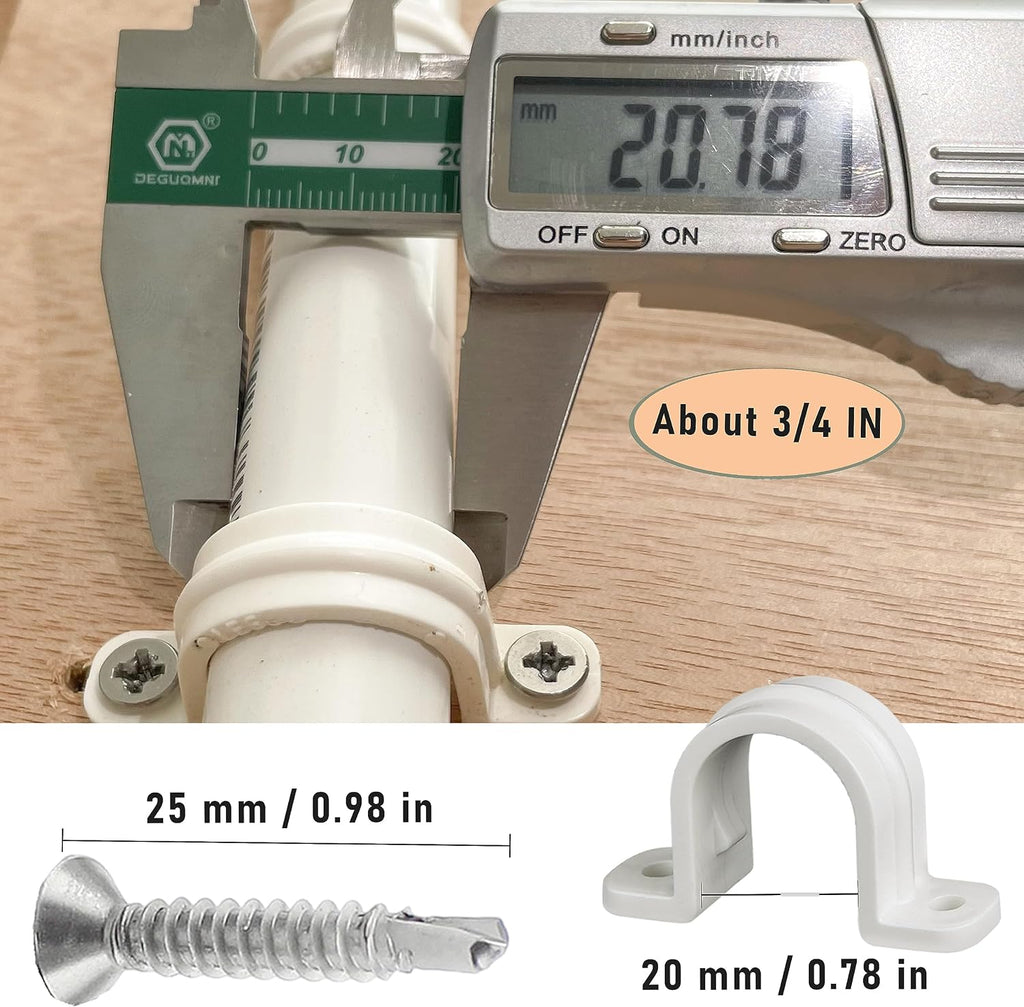 30 Set PVC Pipe Strap Clamps,SCH 1/2 in (20mm - 3/4 in) | Two Hole Plastic Pipe Clips Non-Metallic Conduit Pipe