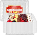 (24 Pcs) Clear Plastic Serving Tray 9x13, Large Plastic Serving Platter Disposable, Rectangle Party Trays and