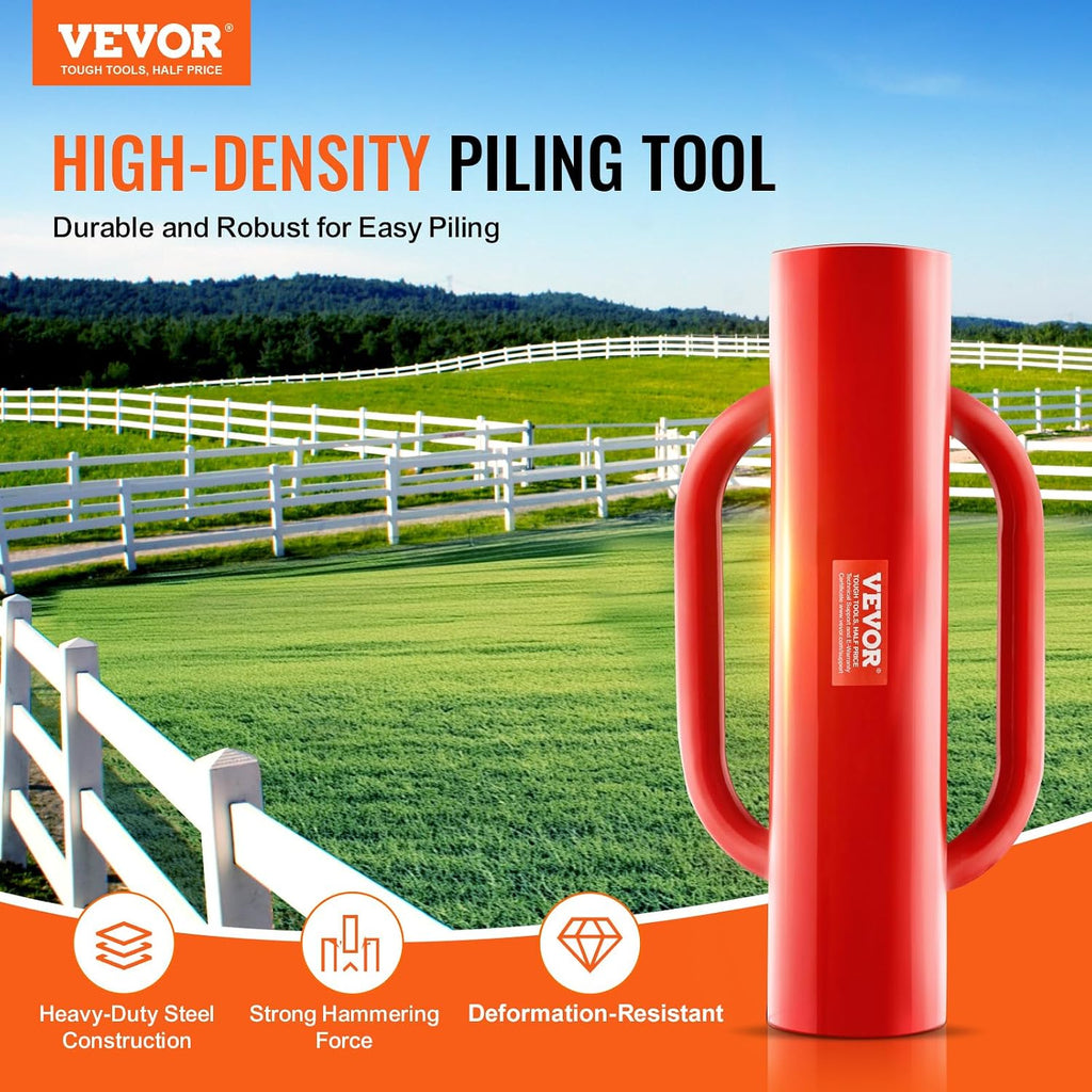 Fence T Post Driver, 2.7" Inner Diameter Post Pounder with Handles, 14LB Heavy Duty Carbon Steel Hand Post Rammer