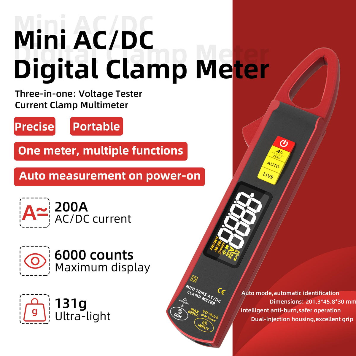 BSIDE UX2 Digital Clamp Meter 200A AC/DC Current clamp