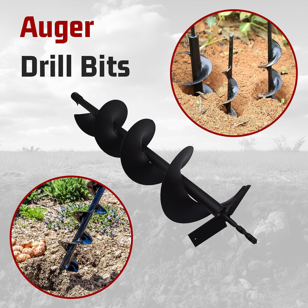 Earth Auger Drill Bits 4" 6" 8" 10" 12" for Gas Powered Post Fence Hole Digger (6inch) Hole Inner Diameter 3/4 Inch