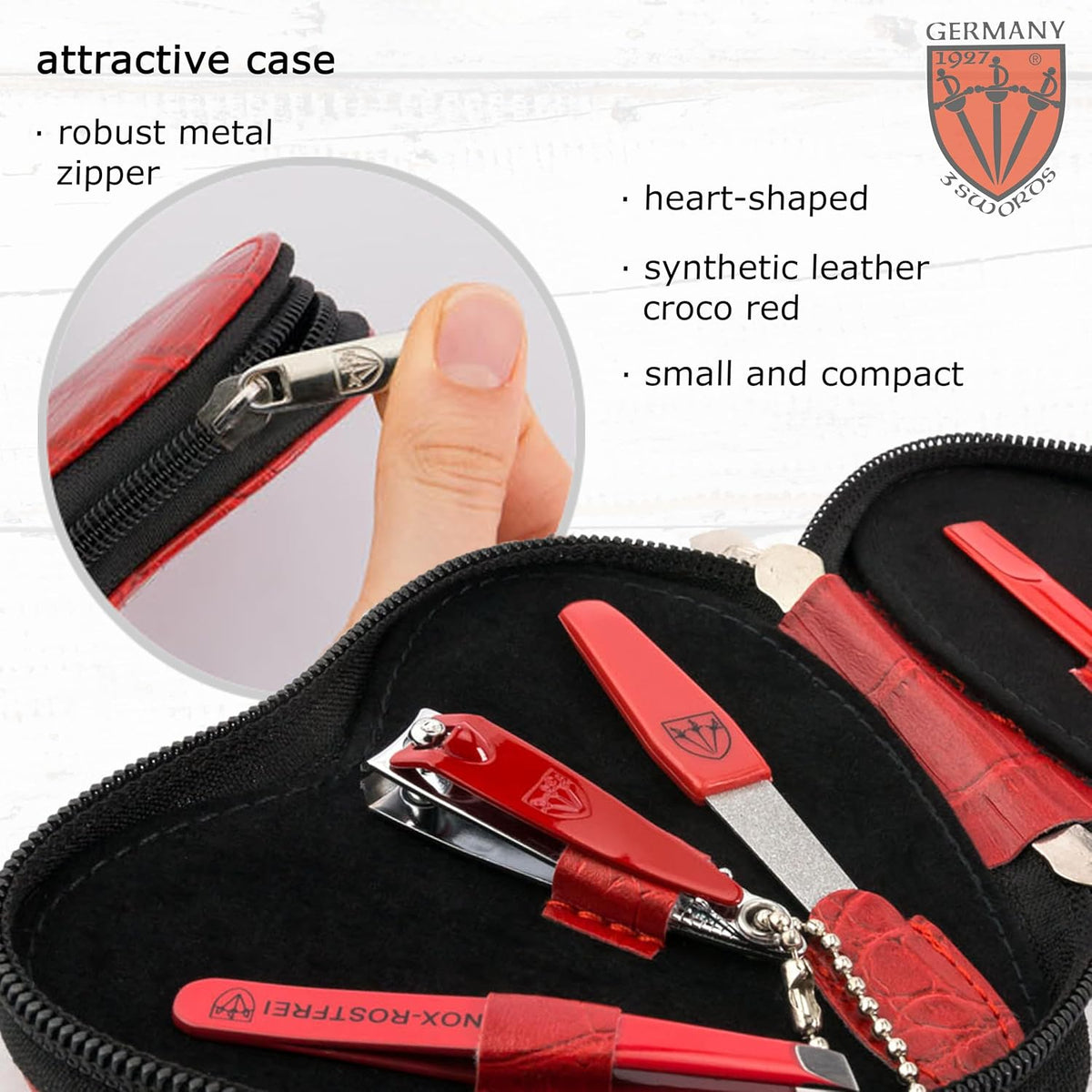 3 Swords Germany - brand quality 5 piece manicure pedicure grooming kit set for professional finger & toe nail care