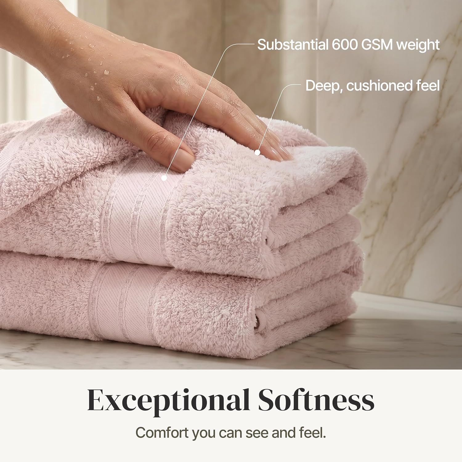 Spun Loft 6-Piece 100% Combed Cotton Towel Set - Bath Towels, Hand Towels, & Washcloths - Super Absorbent & Quick Dry