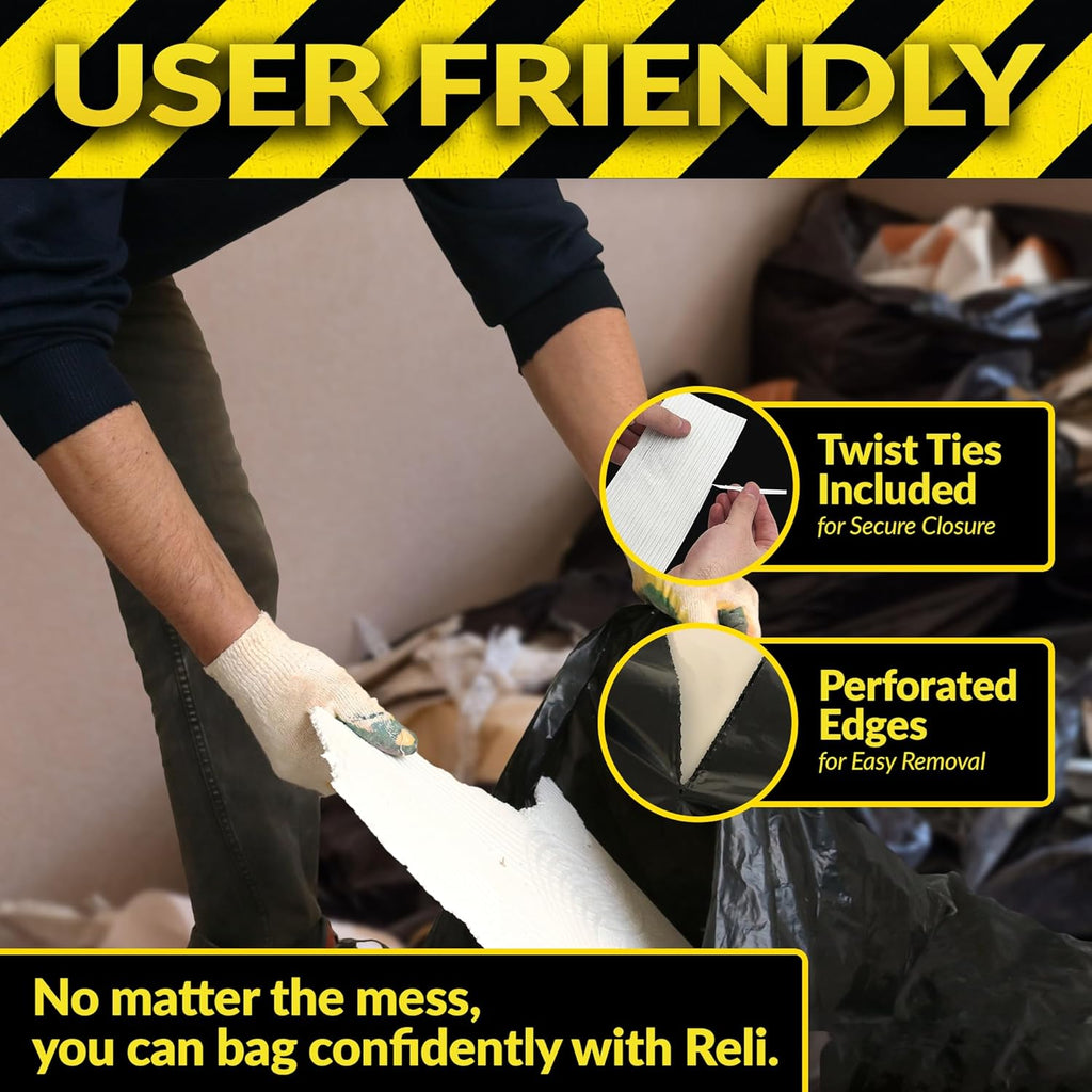 Contractor Garbage Bags 55 Gallon | 20 Trash Bags | Heavy Duty | Black Contractor
