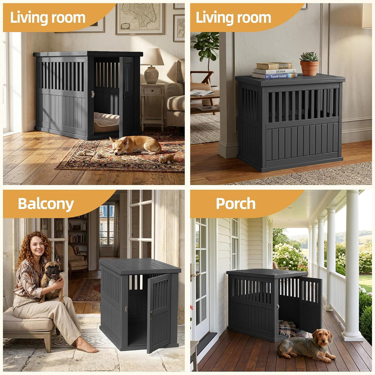 30 Inch Small Dog Crate Furniture, Black