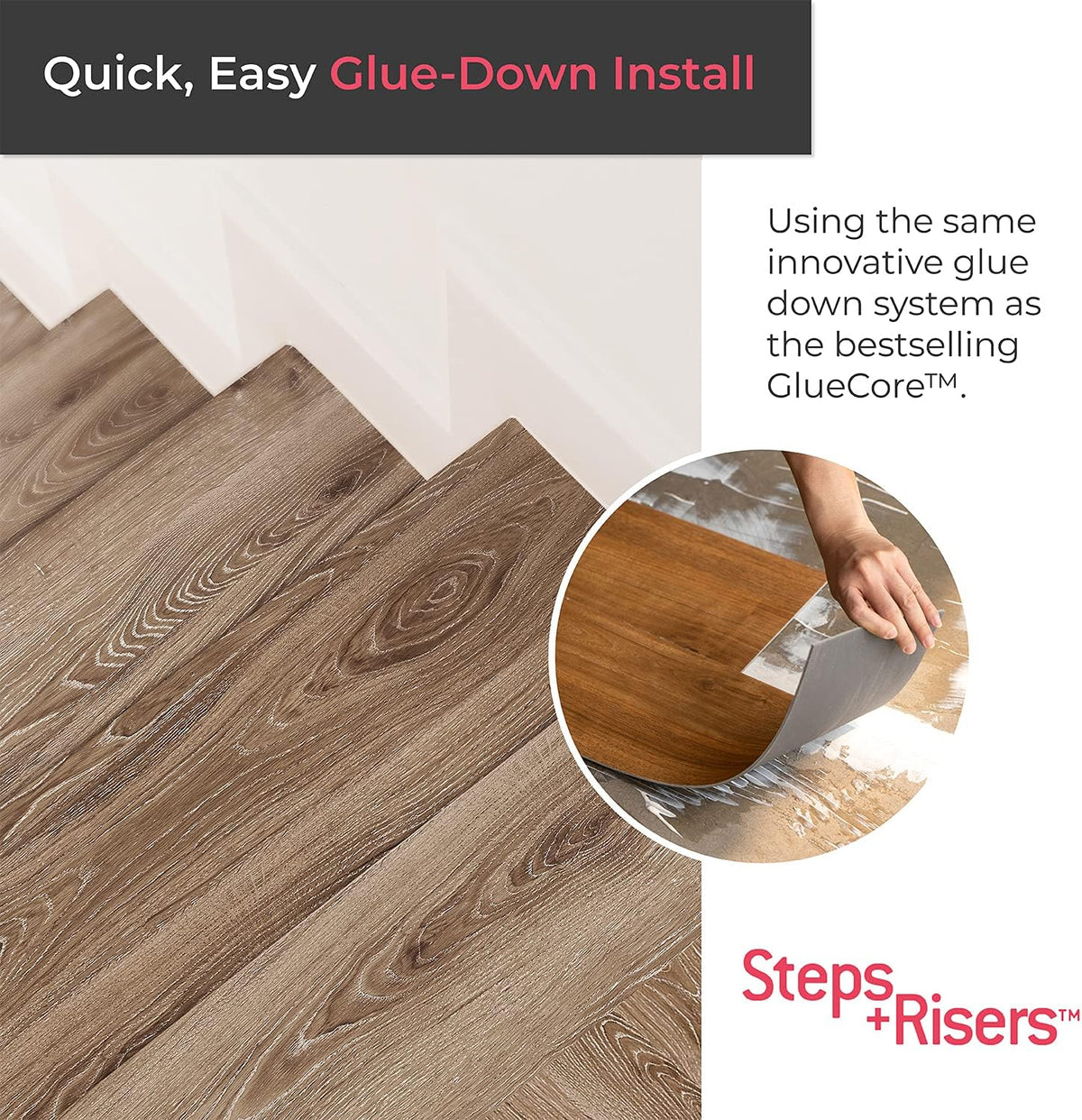 Lucida MaxCore Stair Tread Riser 7.31x48in 28mil 6mm Click Lock LVP