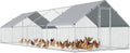 Large Chicken Coop Metal Chicken Run with Waterproof and Anti-UV Cover, Spire Shaped Walk in Fence Cage Hen House for