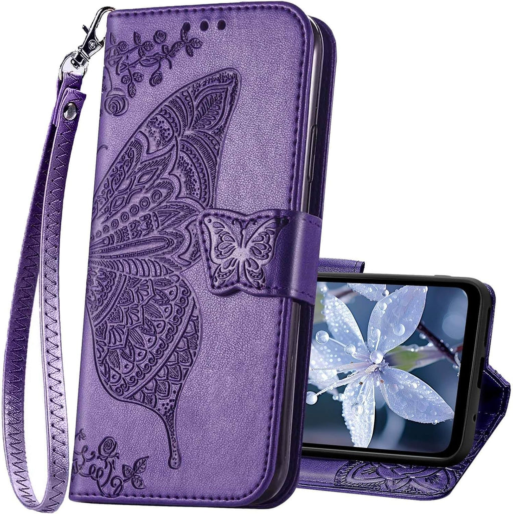 for Samsung Galaxy A17 5G Phone Case Wallet,Women Flip Cover with Credit Card Holders Butterfly Embossed PU Leather