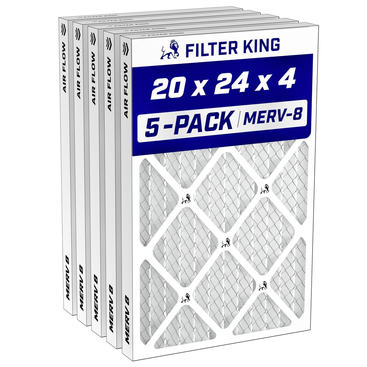 20x24x4 Air Filter MERV 8, AC Furnace Filters (5-Pack)