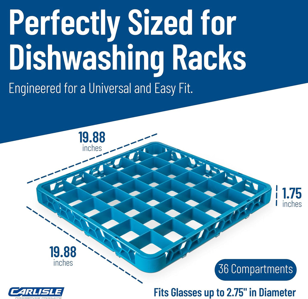 OptiClean 36-Compartment Divided Glass Rack Extender for Commercial Dishwashers – Rack Height Extender for Stemware
