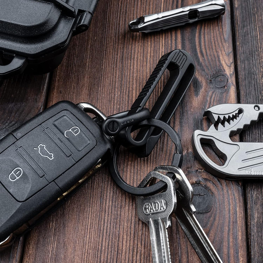 Titanium Belt Key Clip,Quick Release key organizer (Black RK1+D)