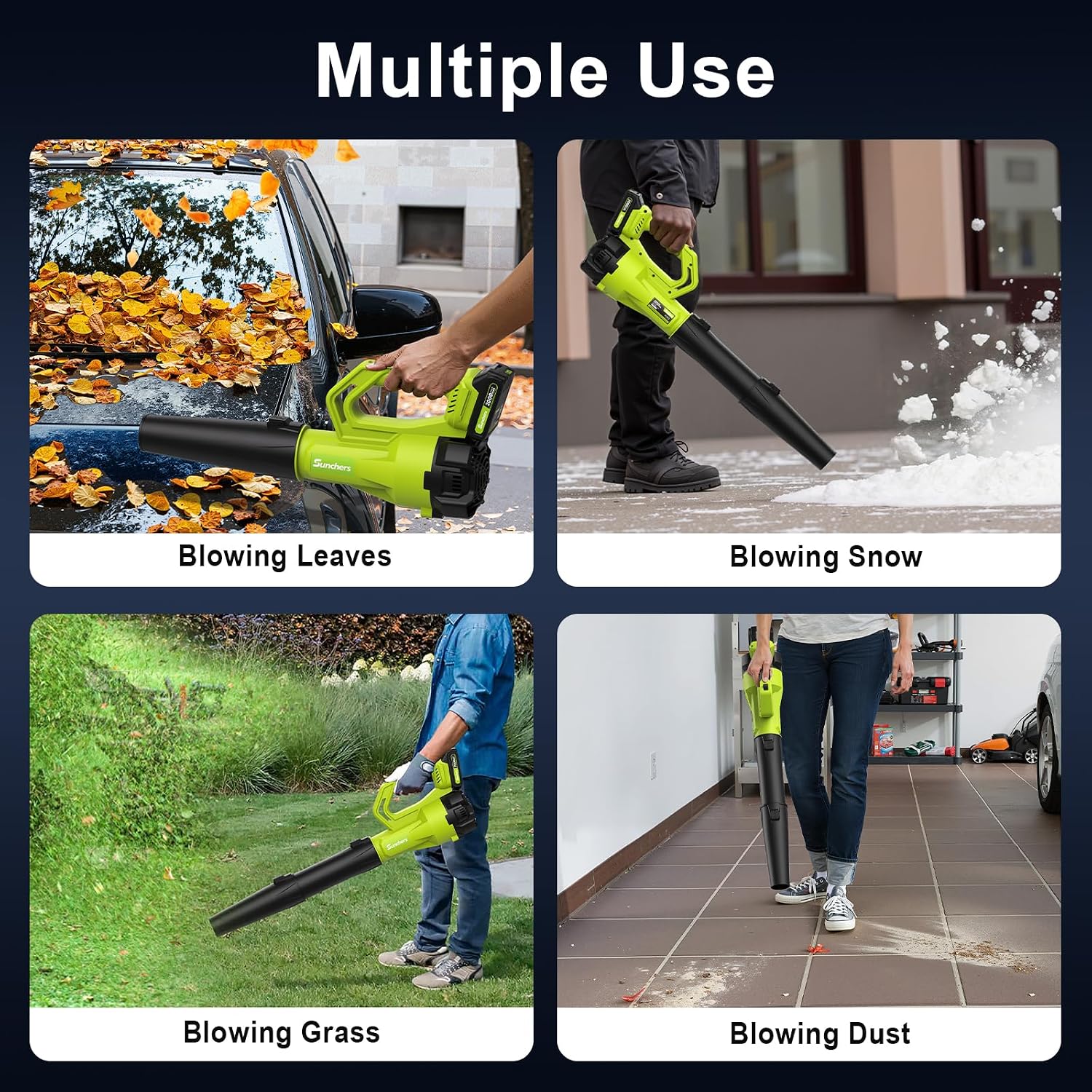Leaf Blower Cordless with 2 Batteries and Charger, Electric Battery Powered Cordless Leaf Blower, Portable