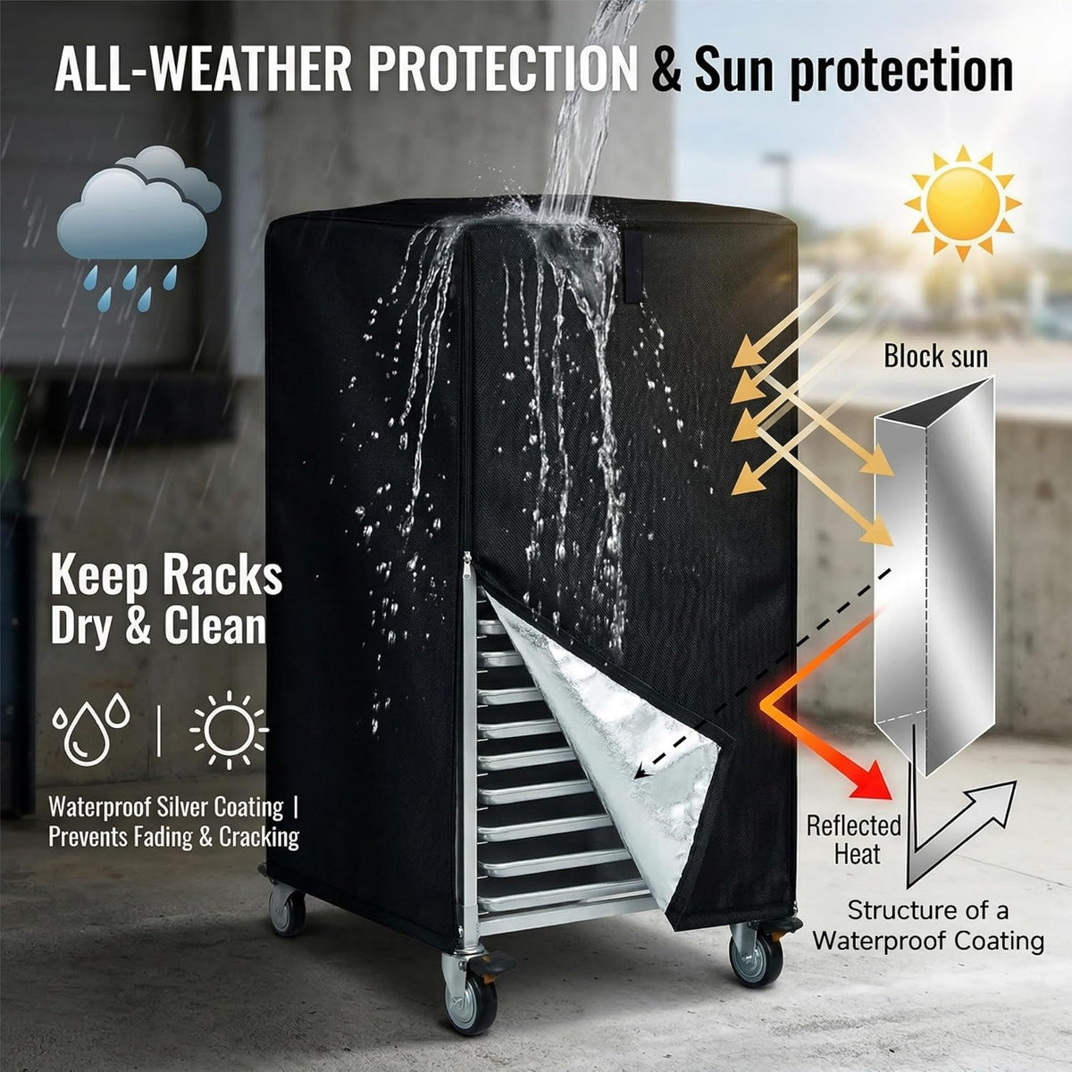 Commercial Bun Pan Rack Cover 21x27x33 Waterproof