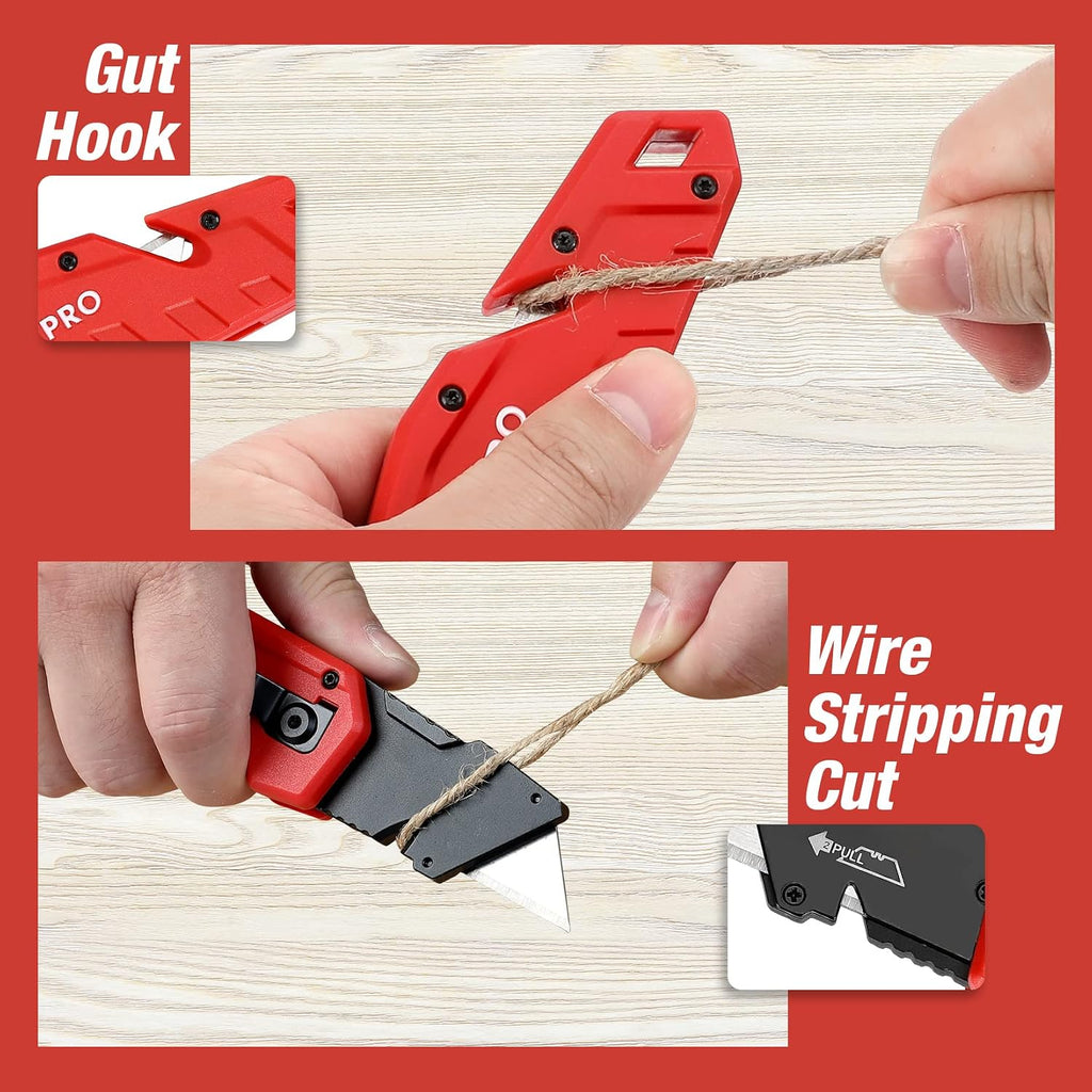 Folding Utility Knife with 10 Blades, Red