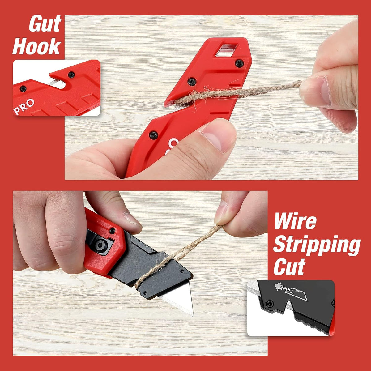 Folding Utility Knife with 10 Blades, Red