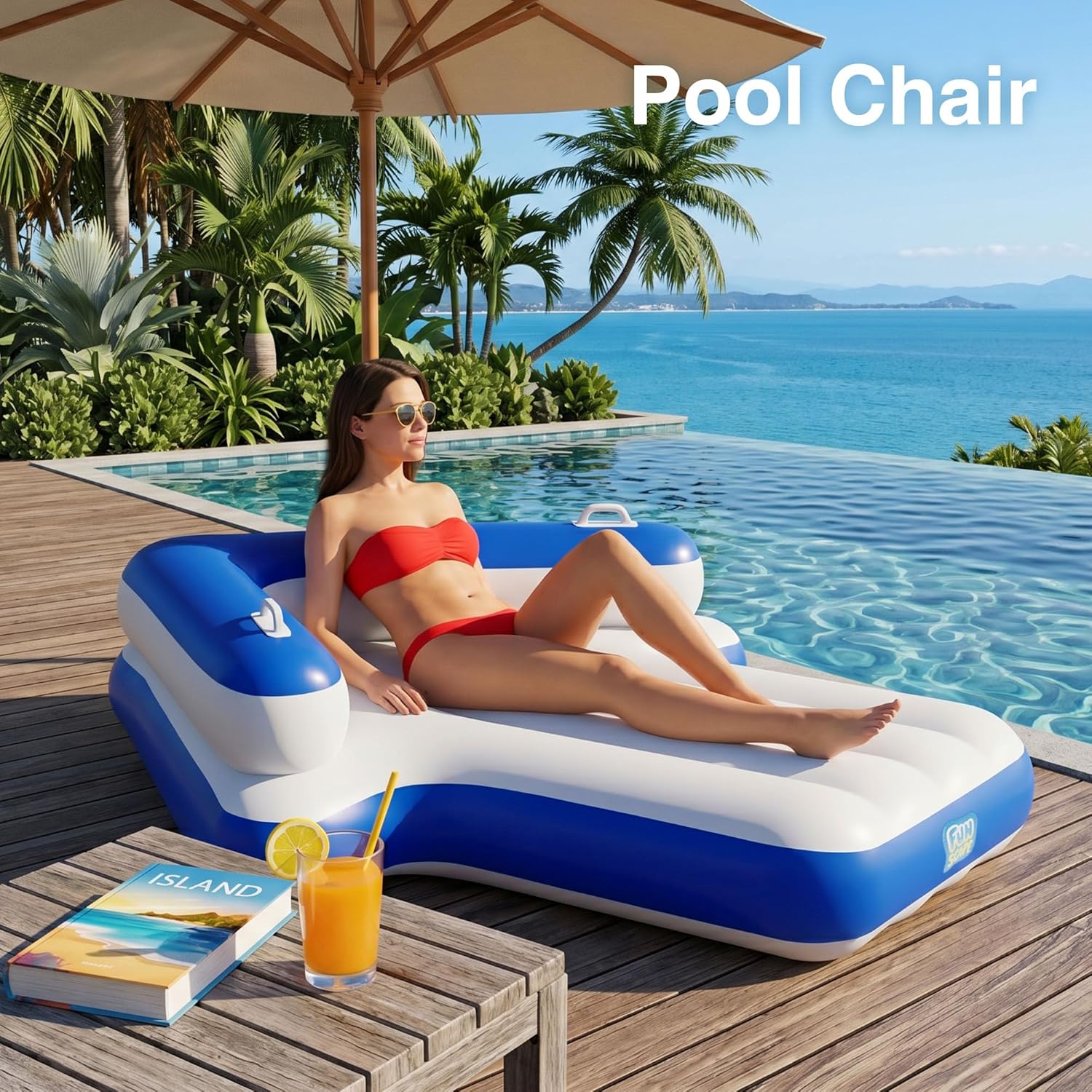 Inflatable Pool Floats for Adult, Floating Pool Lounger Tanning Bed, Cool Sun Bathing Tan Blow up Raft Floatie