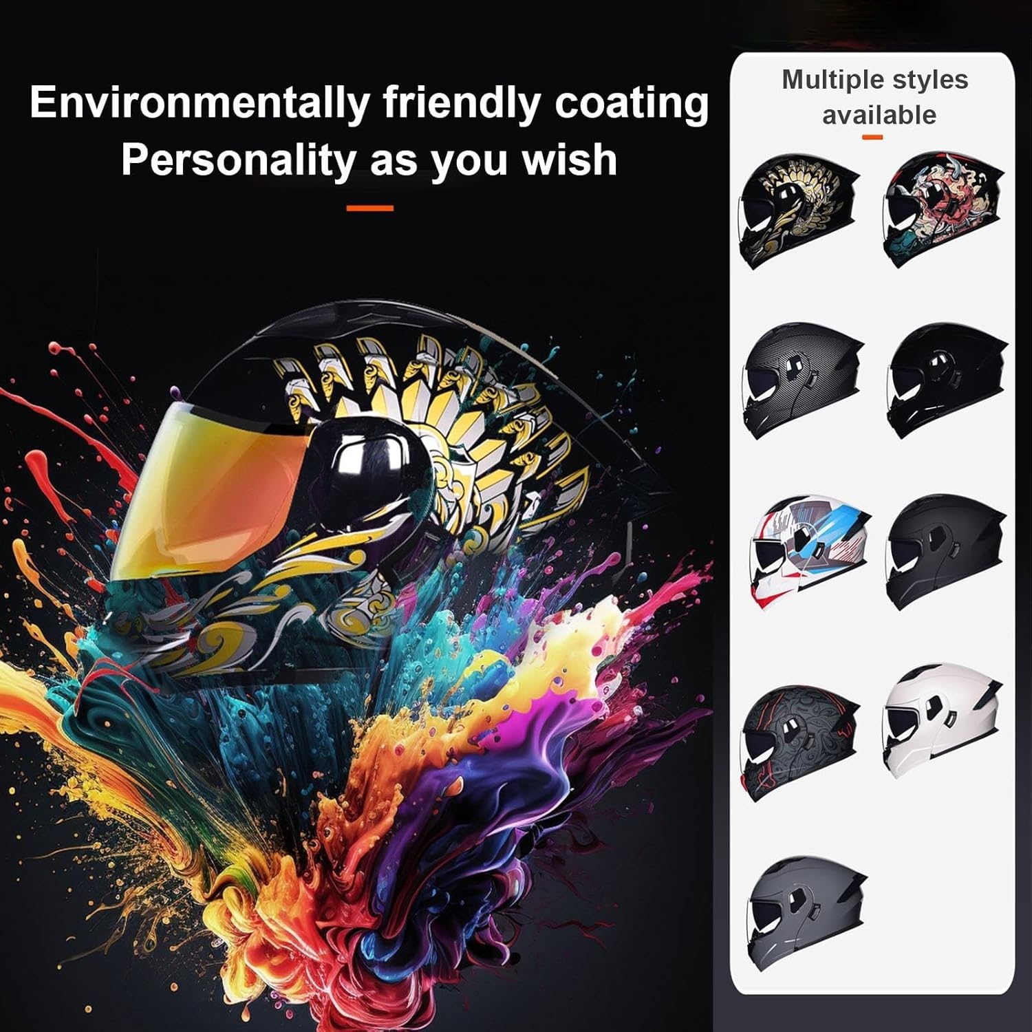 Full-Face Flip-Up Motorcycle Helmet Motorcycle Bluetooth Modular Helmet DOT Certified Dual-Lens Helmet Built-in Dual
