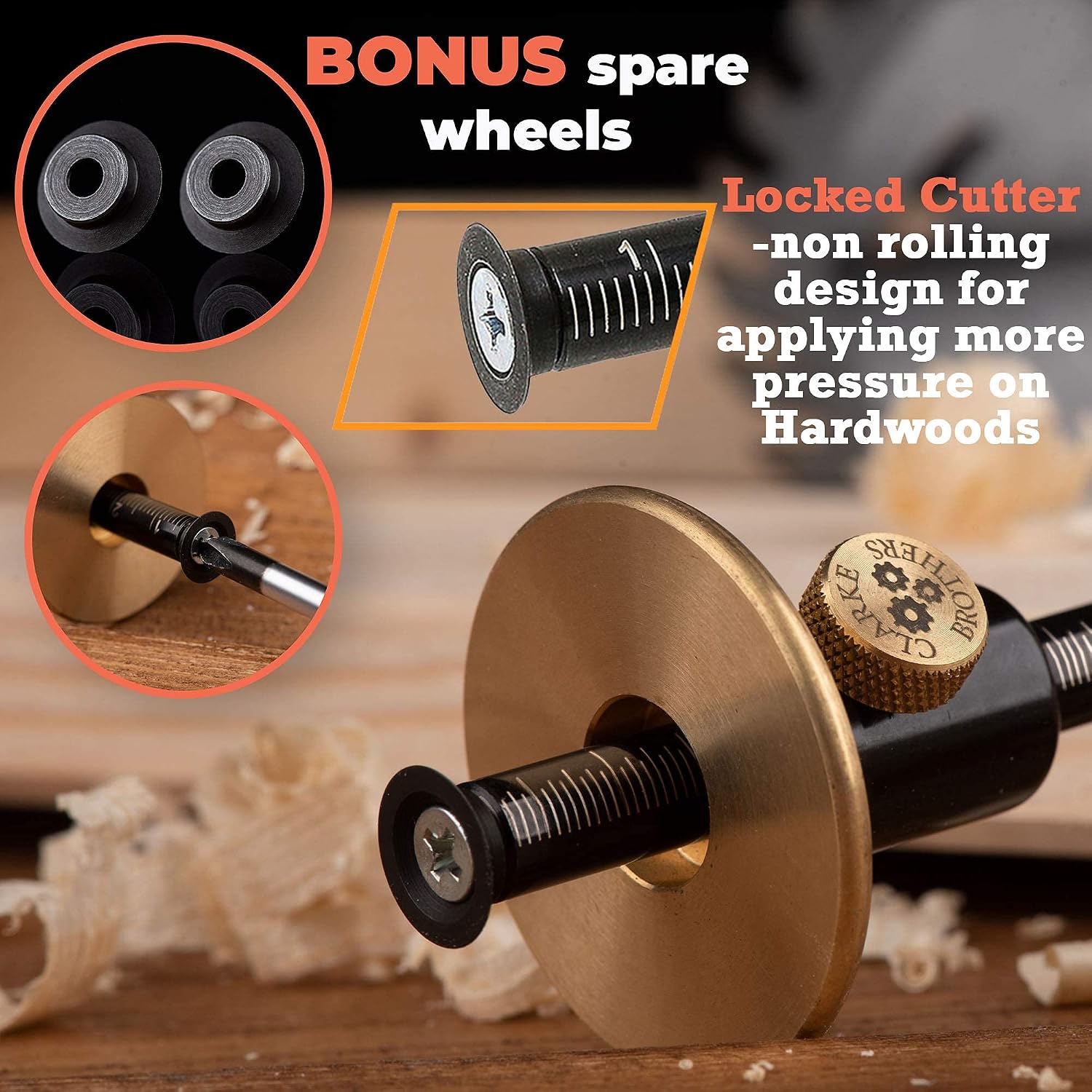 Wheel Marking Gauge - Woodworking Marking Scriber Kit With 2 Replacement Cutters - Wood Marking Tools With Graduated