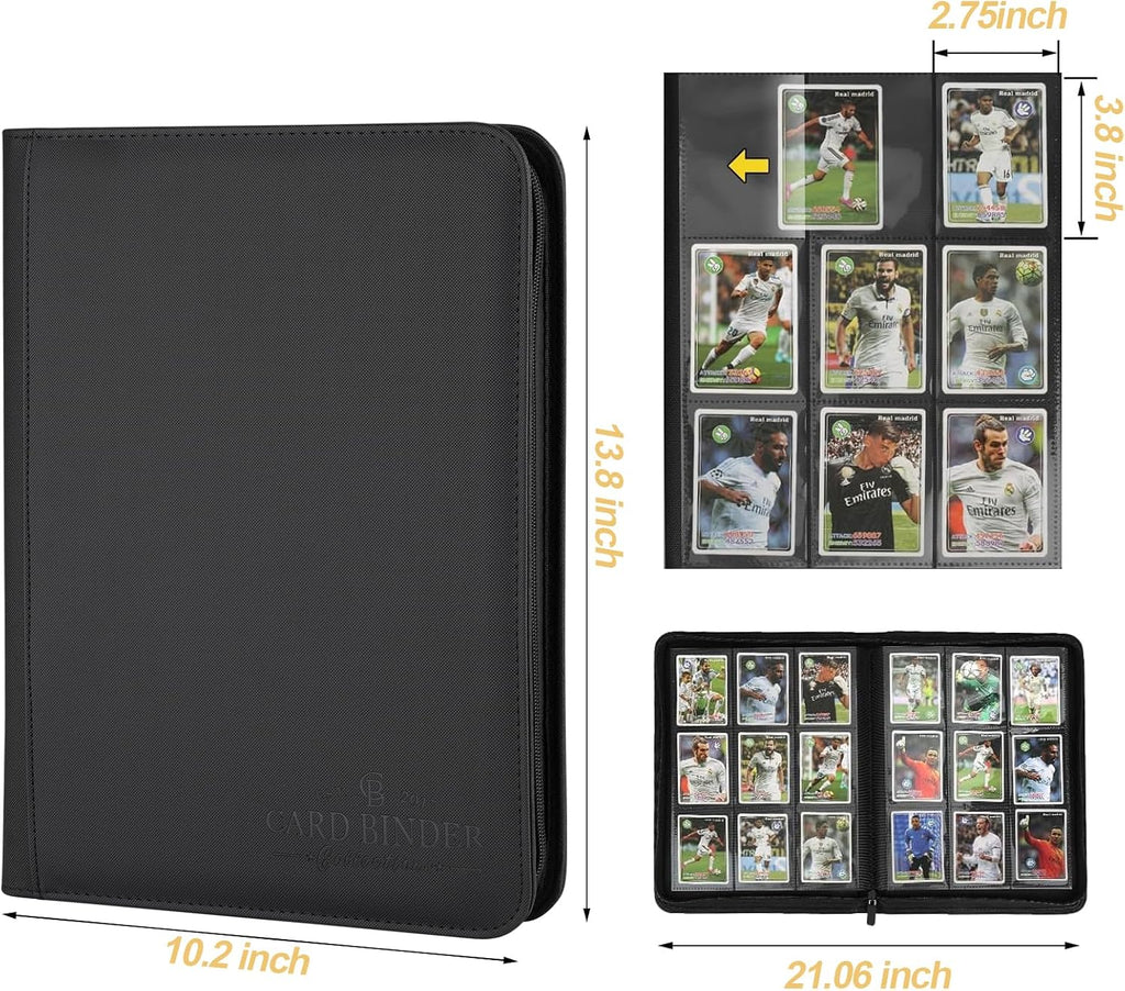 9 Pockets Card Binder,Premium Zip Trading Card Binder,540 Double Sided Pocket PU Collection Binder, Collector Album