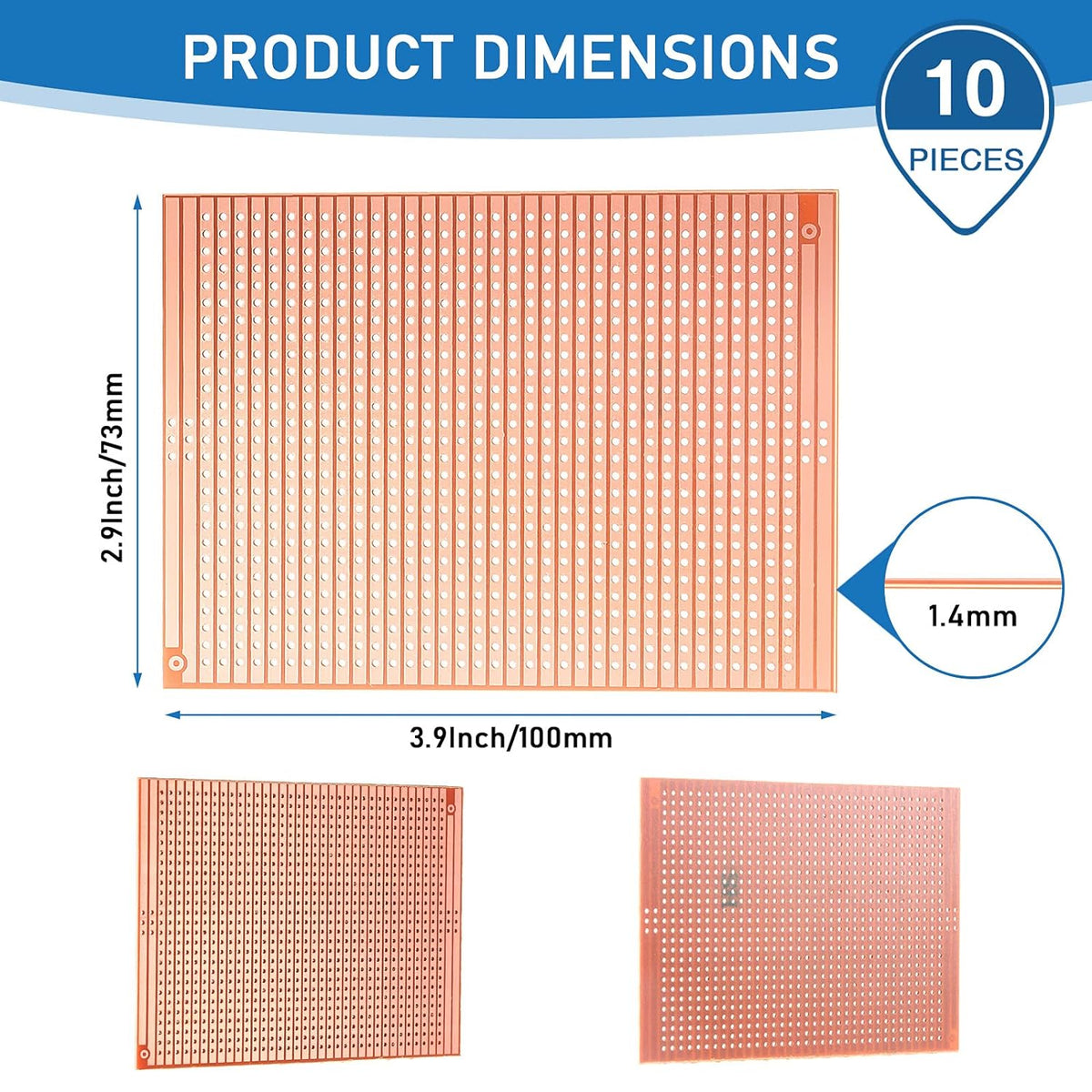 TOODOO 10 Pcs 73mm x 100mm PCB Board Prototype Kit Protoboard