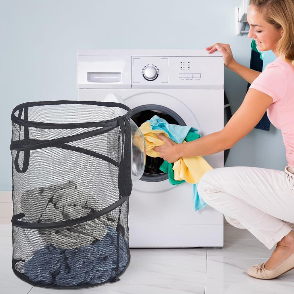 Mesh Popup Laundry Hamper 115L Foldable Laundry Basket Extra Large Capacity Collapsible Clothing Storage Basket with