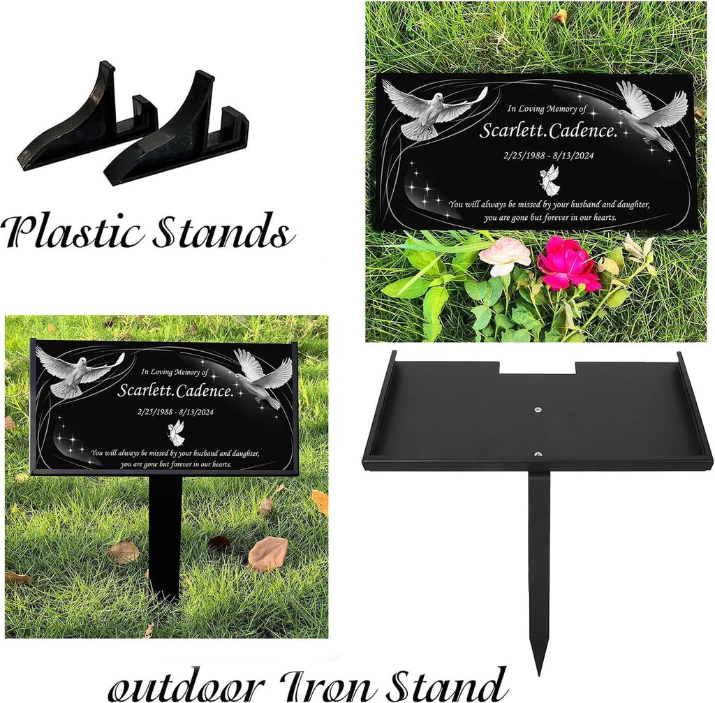 Customized Memorial Granite Stone,Headstones for Graves,Garden Memorial plaques for Outdoors,Cemetery Marker,Memorial