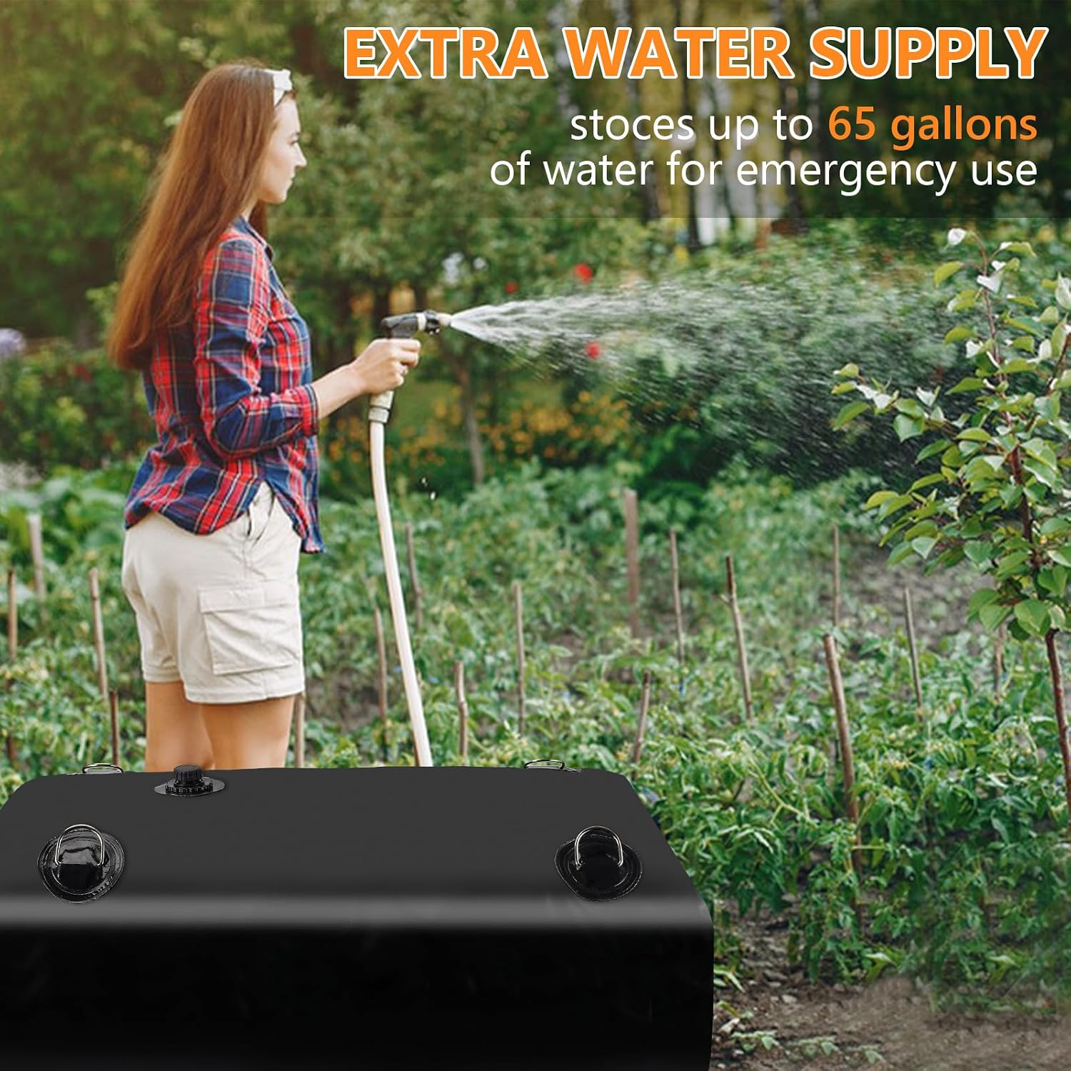 Water Storage Bladder, Water Tank 65 Gallon Foldable Portable Water Storage, Large Water Storage Containers with 3/4"