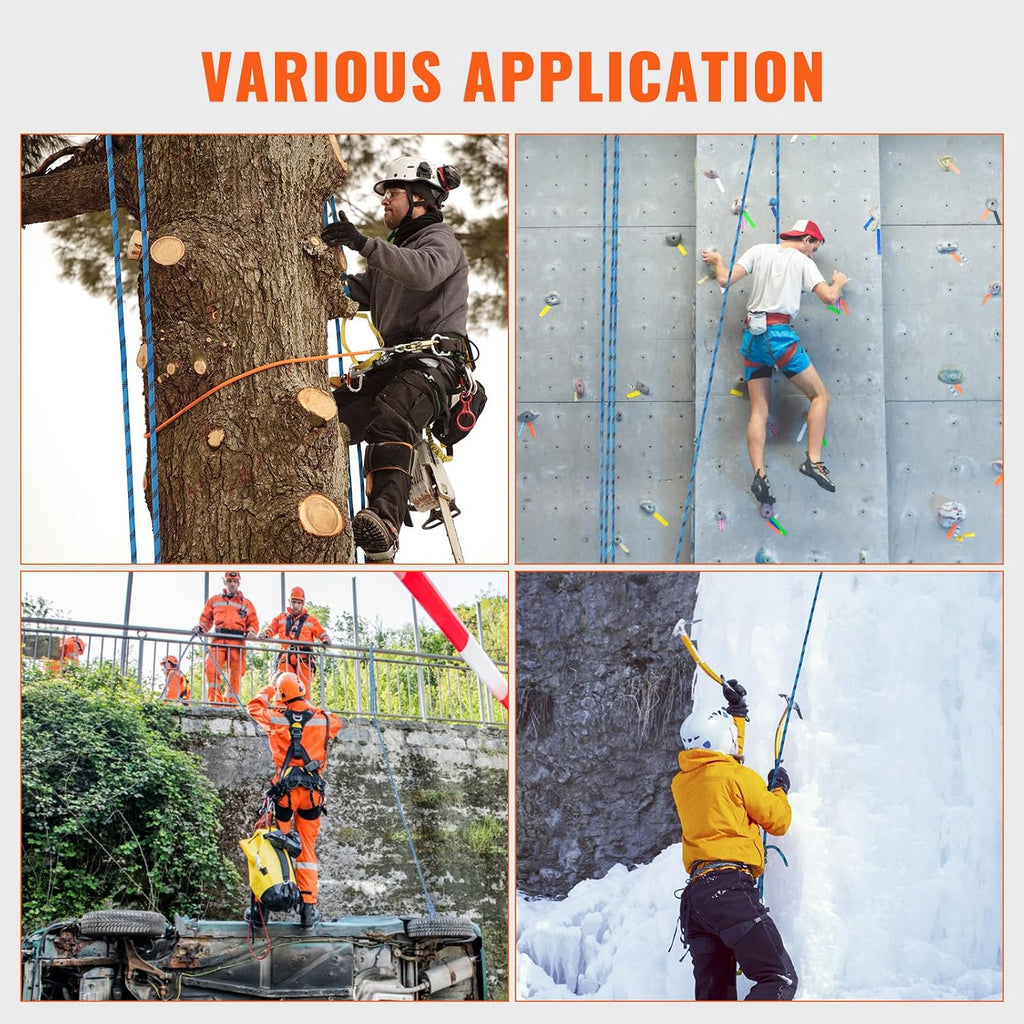 12.7mm Static Climbing Rope, 45.7M(150ft) Outdoor Rock Climbing Rope 30KN Breaking Tension, Fiber Rope for Escape