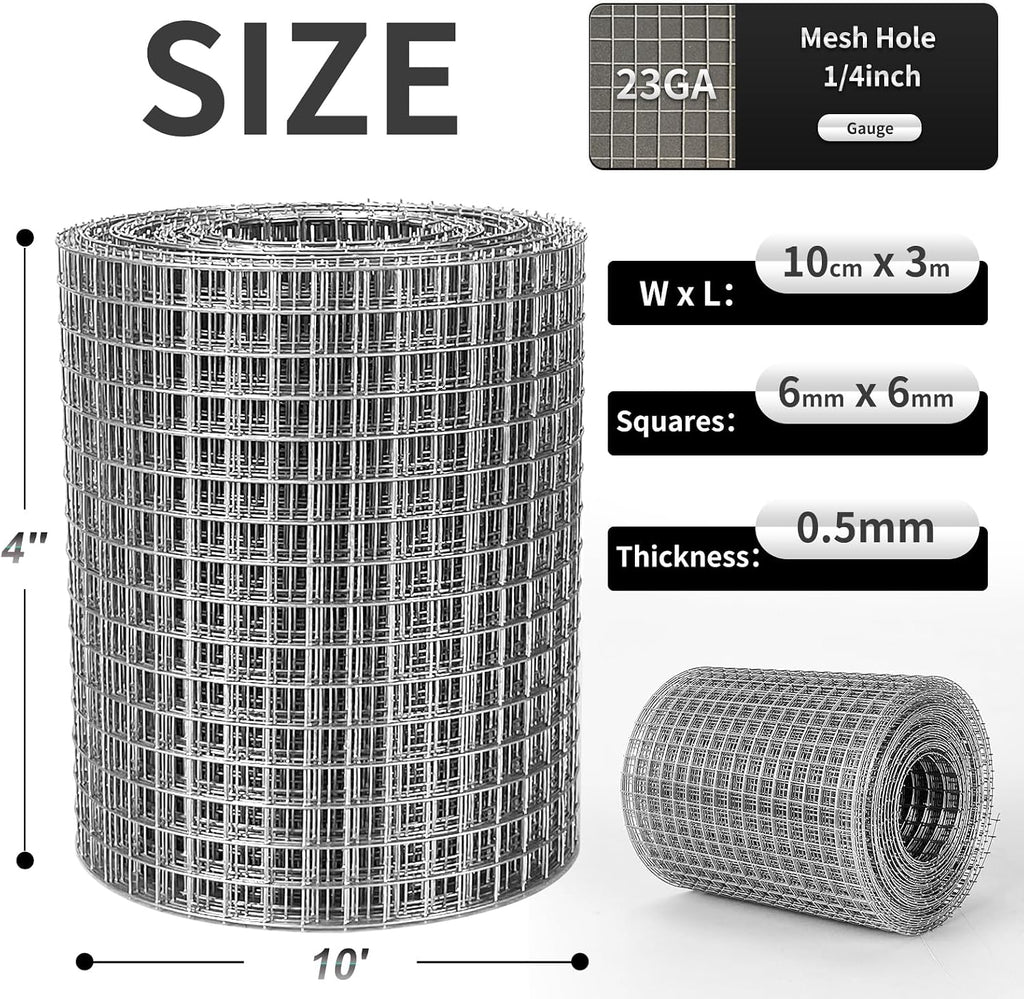 Hardware Cloth 1/4 in Galvanized Wire Mesh Roll (23 GA) Chicken Wire Fence Roll for Chicken Pen/coop Fences, Screen