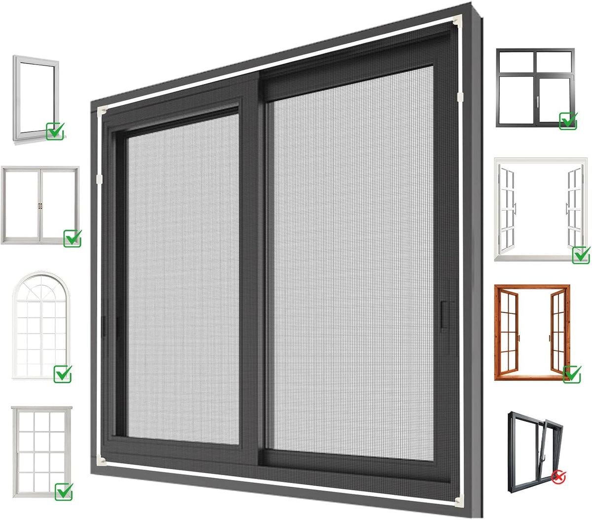 Adjustable Magnetic Seamless Fiberglass Window Screen Replacement Kit - Ventilation and Vents Window Screen Repair