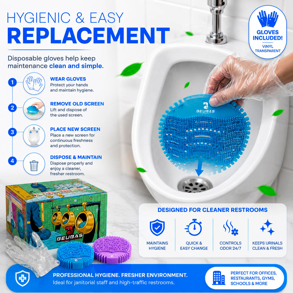 Urinal Screen Deodorizer, EVA Anti-Splash, Blue & Purple, 12 Pack