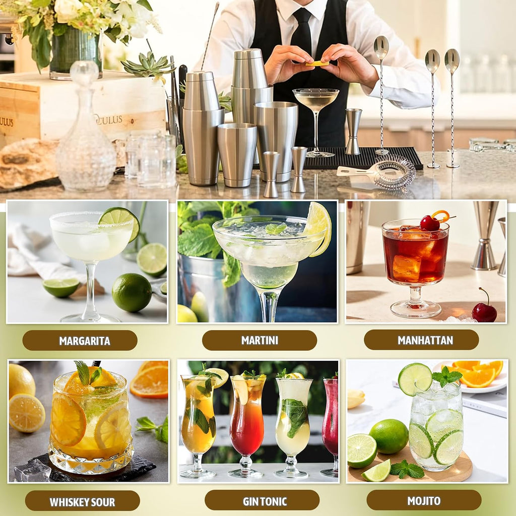 Cocktail Shaker Set,Boston Shaker 15Pc Drink Shaker Bartending Kit