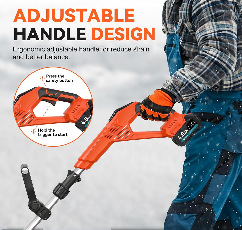 Cordless Snow Shovel, Electric Snow Shovel 12" Width 6.7" Depth Cleaning and 20ft Throwing Distance, 4 Ah 21V Battery