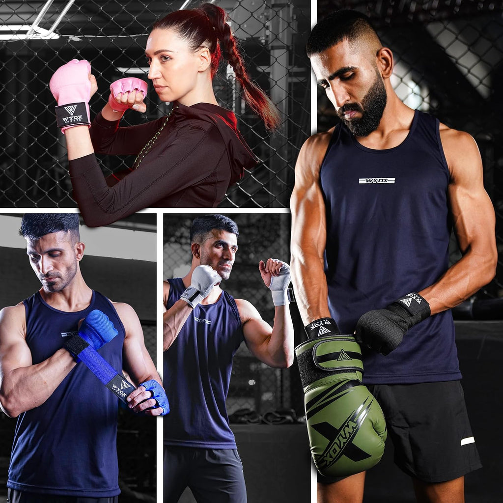 Gel Boxing Hand Wraps Inner Gloves for Men & Women – 80cm/31inch Quick Wrist Strap, Padded Knuckle Support
