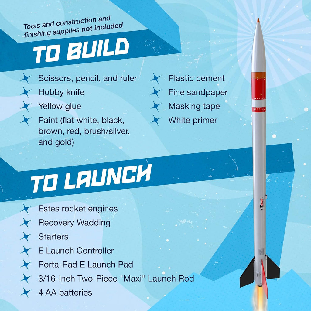 2037 D-Region Tomahawk Model Rocket Kit, Intermediate Replica Flying-Rocket-Model Kit for Ages 10+