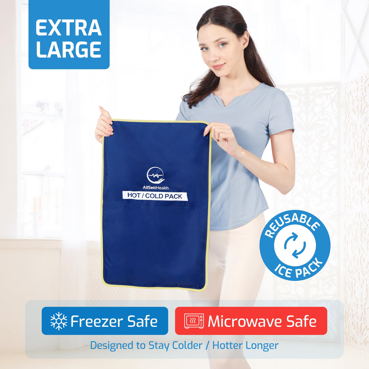 Extra Large Reusable Ice Pack for Injuries, Gel Ice Pack for Back Pain
