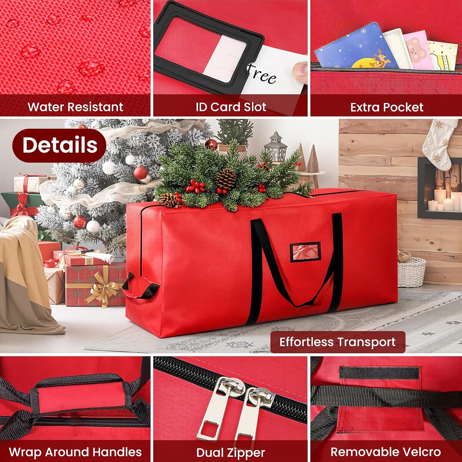 Christmas Tree Storage Bag, 9FT Large Christmas Tree Bag 600D with Reinforced Handles, Heavy Duty 9 Foot Tree Bags