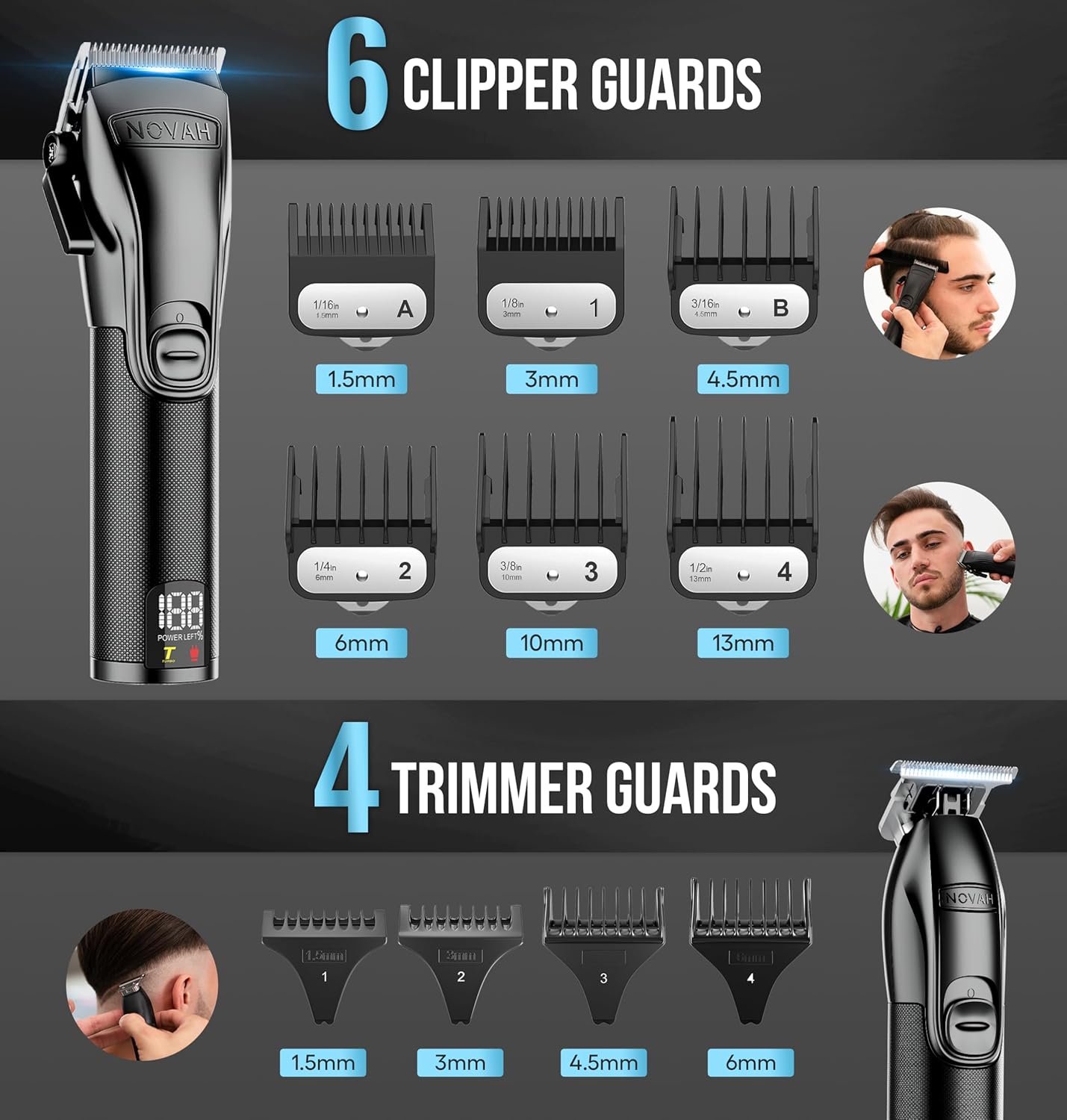 Novah Professional Barber Clippers and Trimmer Set - Foil Shaver Professional Hair Clippers for Men, Mens Cordless