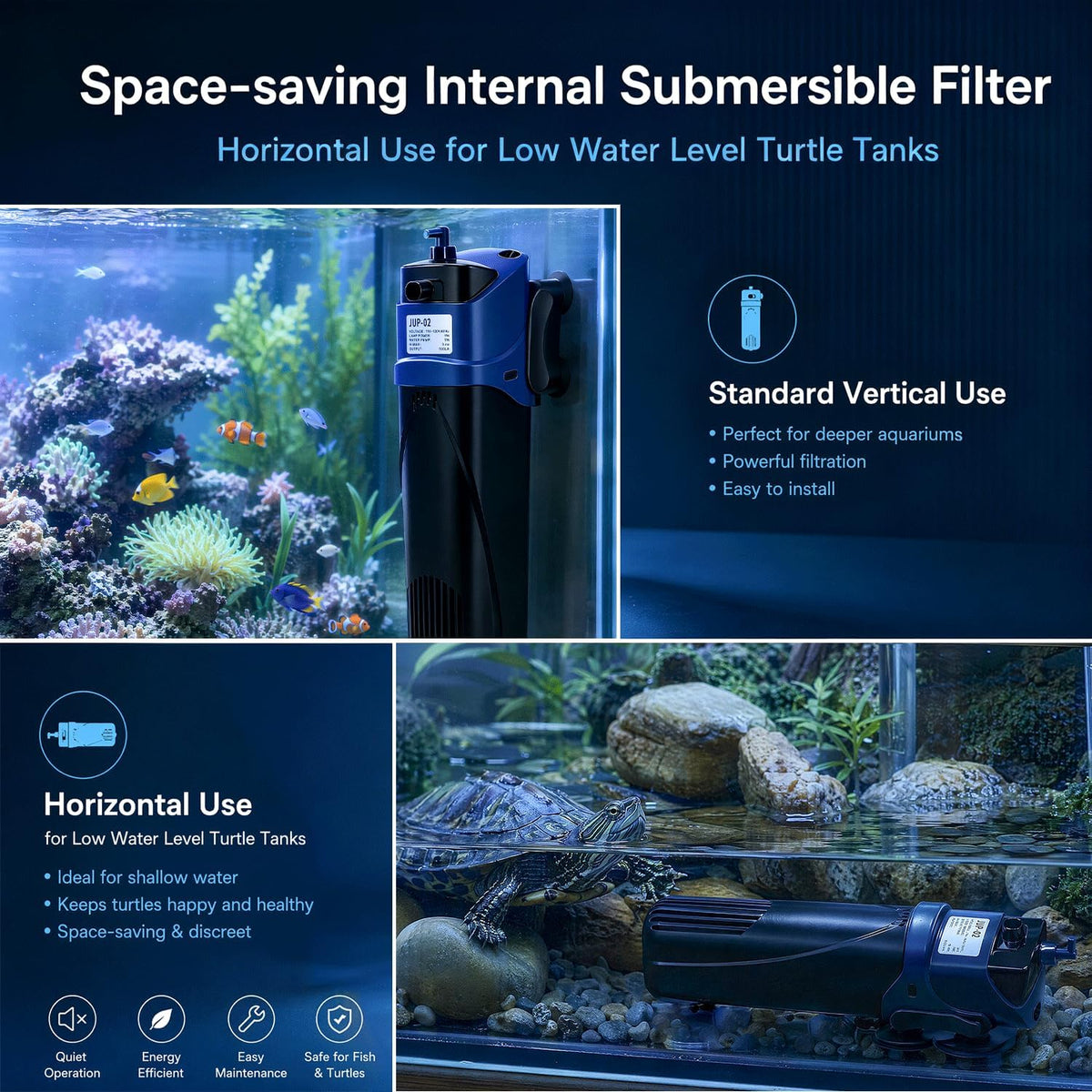 Fish Tank Filter U-V Submersible Aquarium Filter 132GPH