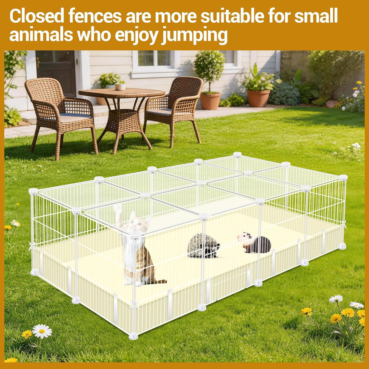 20 Panels Guinea Pig Cages, 48" x 24" x 16" Enclosed Rabbit Cage