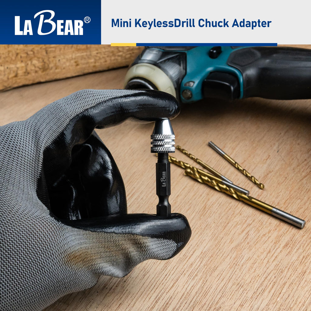 Keyless Mini Drill Chuck Adapter, 1/4" Hex Shank, 0.3-3.2mm