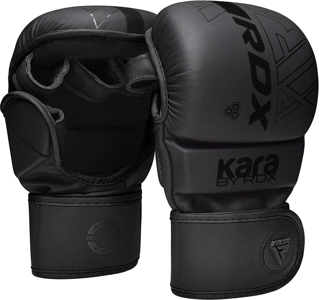 MMA Gloves Sparring Grappling, Hybrid Open Palm Martial Arts Mitts Men Women, Maya Hide Leather Wrist Support, Cage