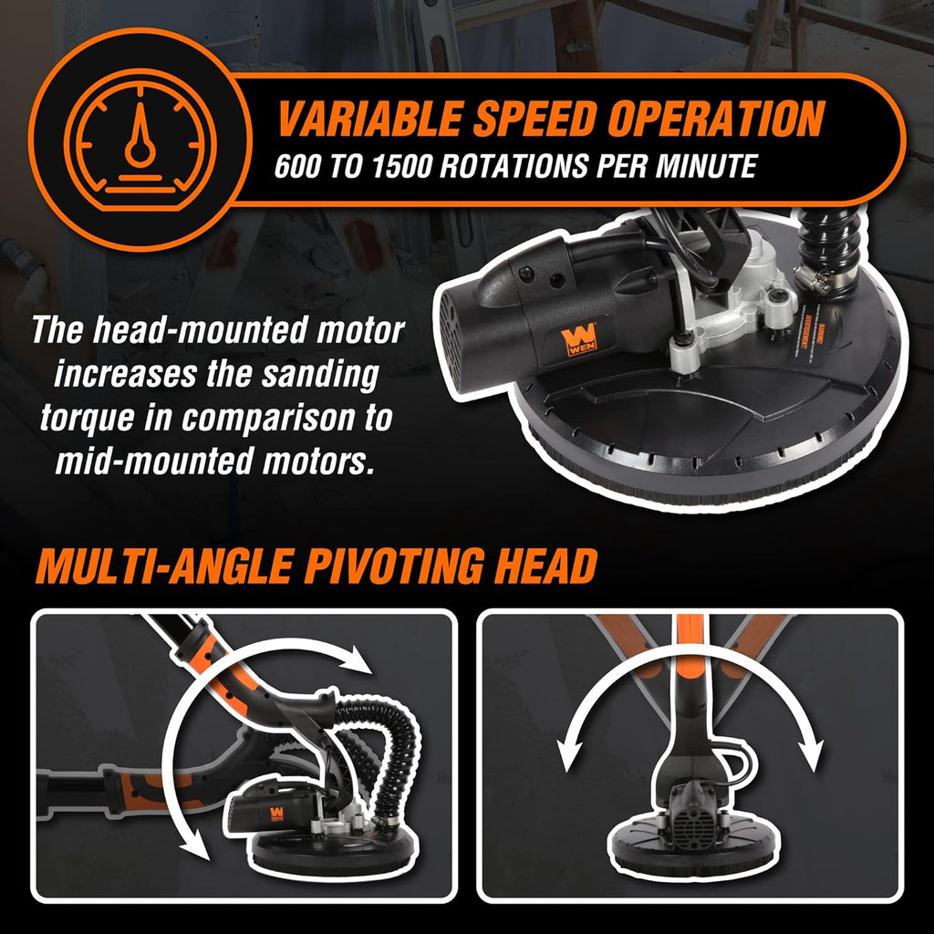 DW5062 Variable Speed 5-Amp Drywall Sander with 15-Foot Dust Hose , Black