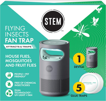 Flying Insect Fan Trap for Indoor Bug Control, Attracts Mosquitoes, Fruit Flies, and House Flies, Plug-in Fan with UV
