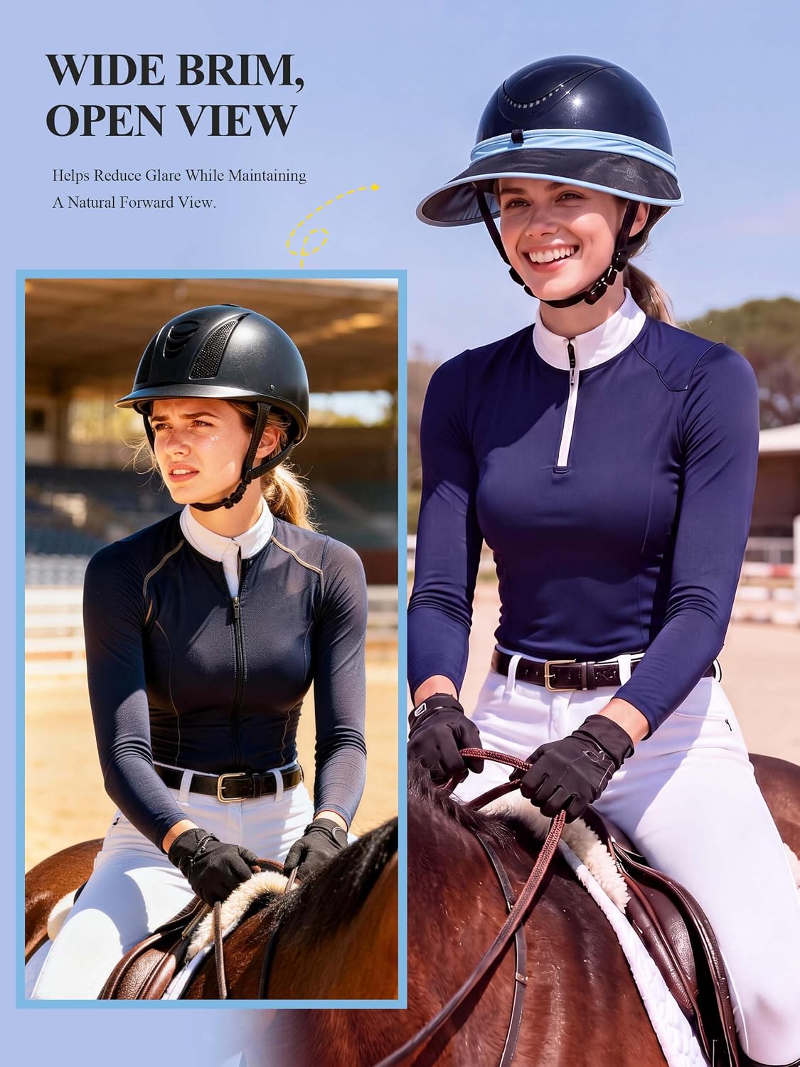 Horse Riding Helmet Visor, Clip-On Sun Brim