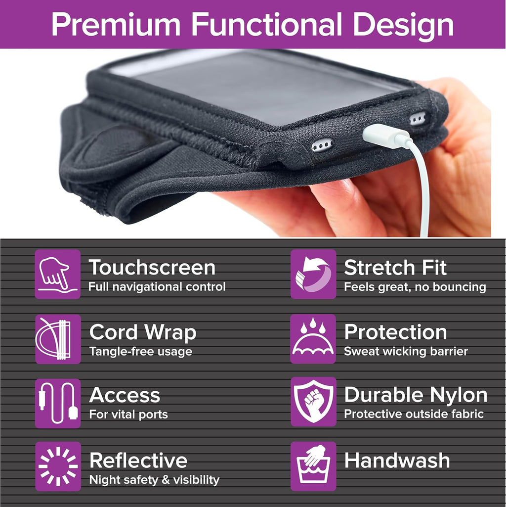 AB92 No-Slip Running Armband for Large/XL Phones and Cases | Fits iPhone 17/16/15/14/13 Pro Max, Plus, Samsung Galaxy