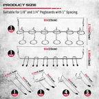 Ultimate 121-Piece Pegboard Hooks Set, Pegboard Accessories with Metal Hooks, Durable Peg Board Organizer