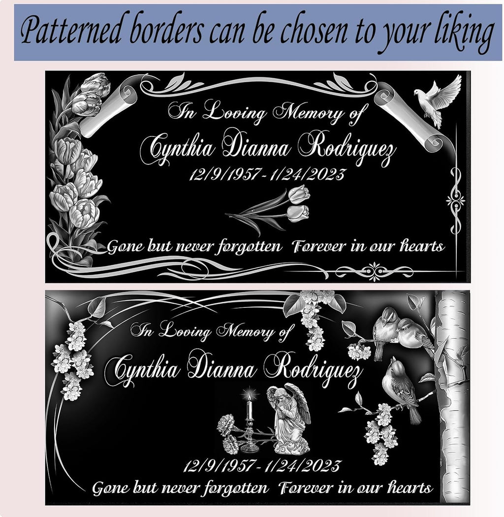 Personalized Memorial Granite Stone,Garden Memorial plaques for Outdoors,Headstones for Graves,Cemetery