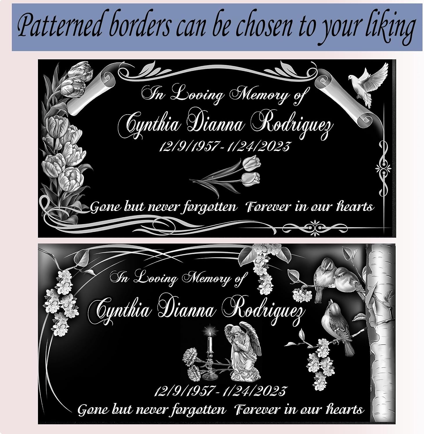 Personalized Memorial Granite Stone,Garden Memorial plaques for Outdoors,Headstones for Graves,Cemetery